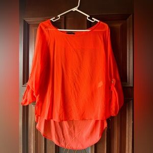 Stem Vibrant Orange Sheer Blouse